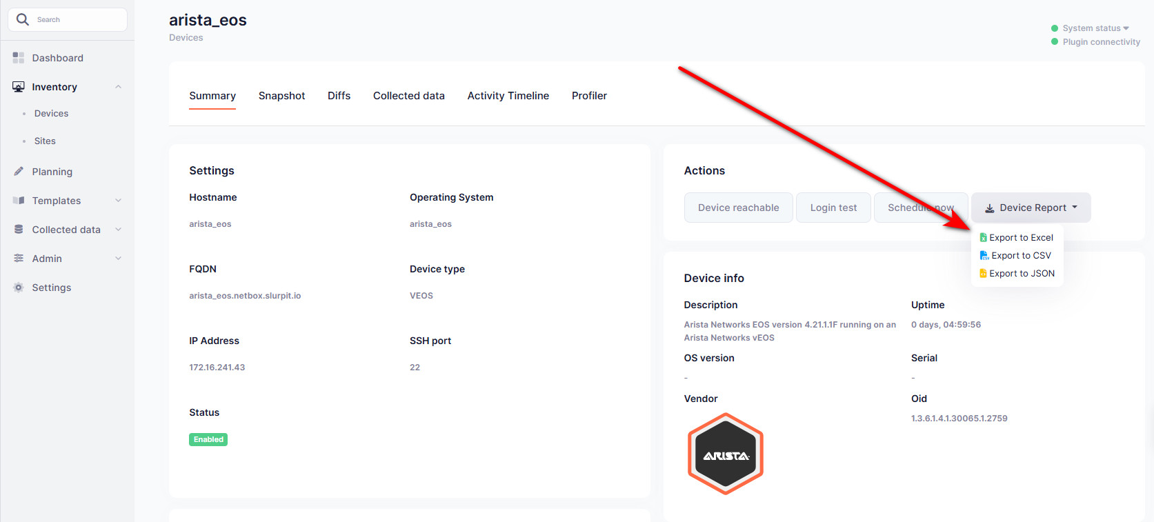 Export Device Data